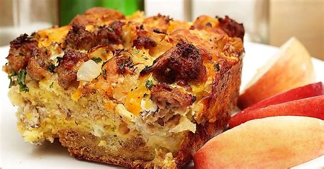 new-york-apple-cheddar-bacon-bread-pudding image