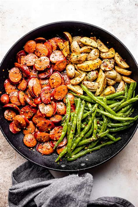 smoked-sausage-with-potatoes-and-green-beans-one image