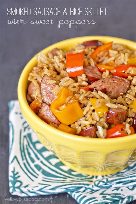 smoked-sausage-rice-skillet-with-sweet-peppers image