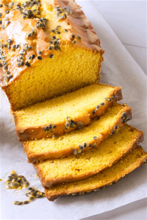 mango-loaf-cake-with-passion-fruit-glaze image
