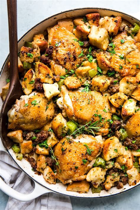 one-pot-chicken-stuffing-casserole-the-modern-proper image