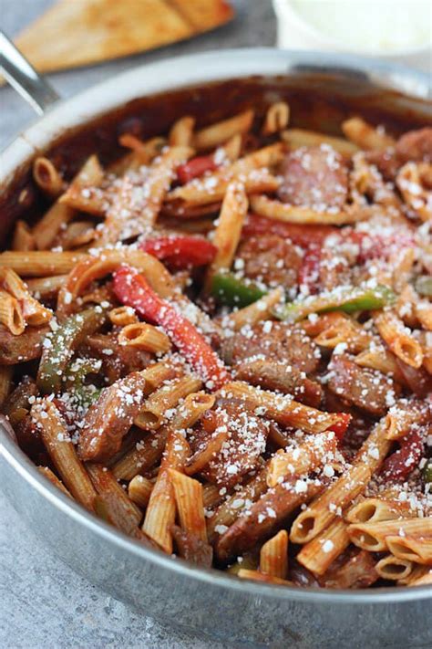 skillet-italian-sausage-and-peppers-with-penne-oh-sweet image