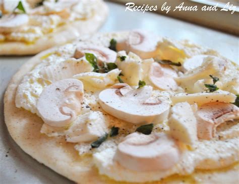 white-pita-pizza-with-mushrooms-ricotta-and-herbs image
