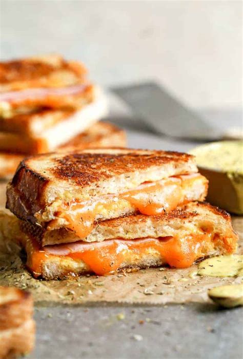 grilled-ham-and-cheese-with-honey-mustard-sauce image