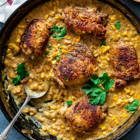 chicken-thighs-with-creamed-corn-olivias-cuisine image
