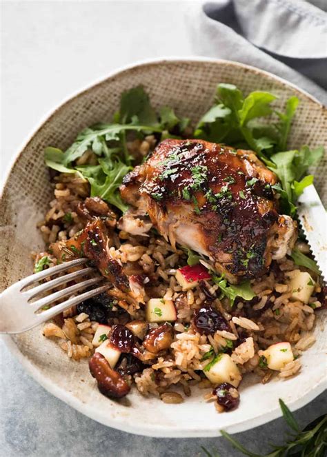oven-baked-chicken-and-rice-pilaf-cranberry-walnut image