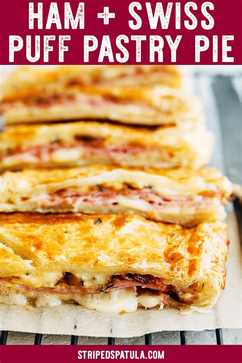 ham-and-cheese-puff-pastry-slab-pie-striped-spatula image