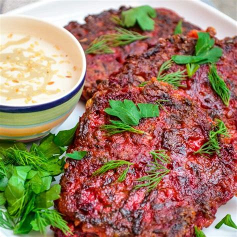 beetroot-fritters-with-tahini-sauce image