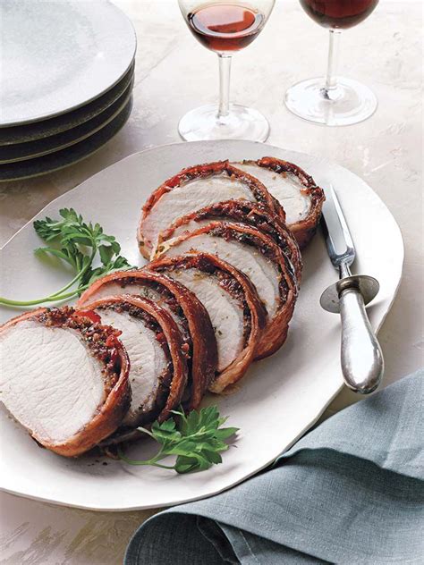 bacon-wrapped-pork-loin-with-cherries-recipe-real image