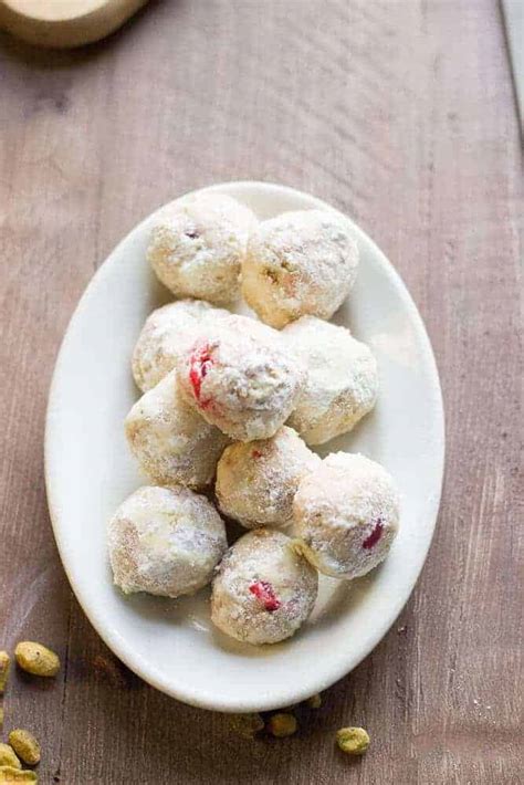cherry-pistachio-snowball-cookies-lemonsforlulucom image