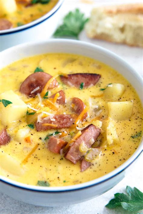 cheesy-potato-kielbasa-soup-the-thirsty-feast image