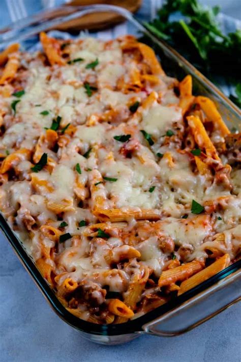 baked-penne-and-sausage-casserole-easy-good-ideas image