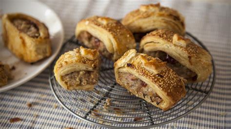 sausage-rolls-with-caramelised-red-onions-recipe-bbc image