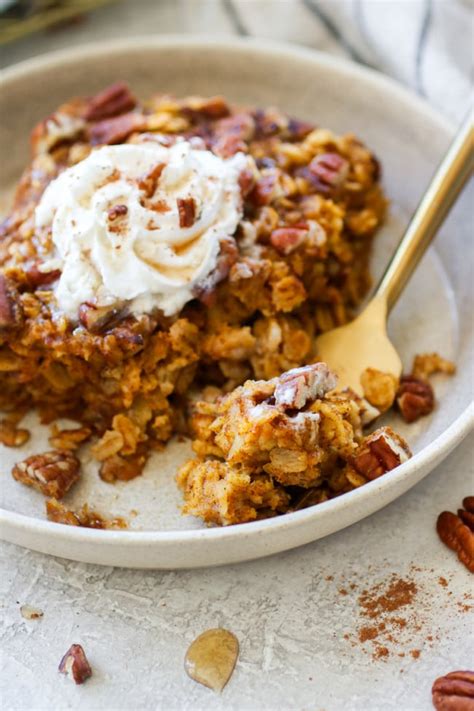 pumpkin-baked-oatmeal-with-toasted-pecans-the-real image