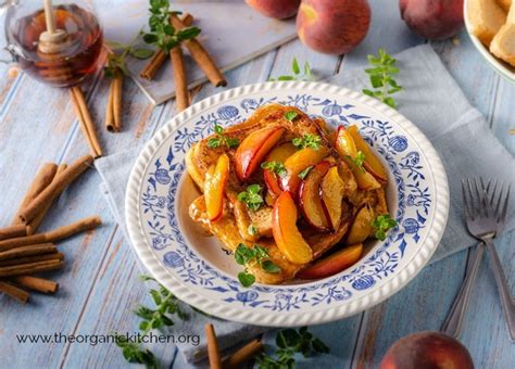 french-toast-with-caramelized-peaches-the-organic image