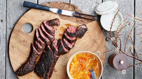 spiced-and-grilled-steaks-with-citrus-chutney image