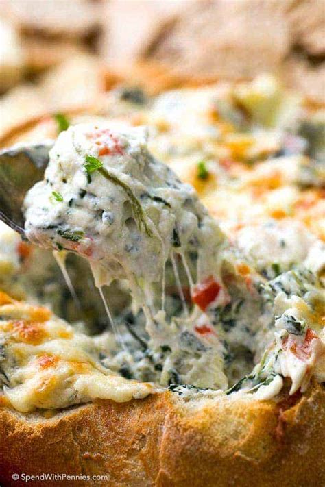 hot-spinach-and-artichoke-dip-in-a-bread-bowl-spend image