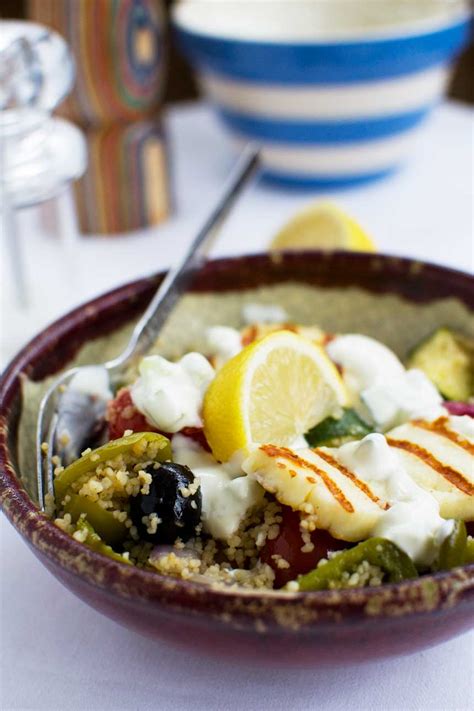 one-pan-roasted-vegetable-couscous-with-halloumi image