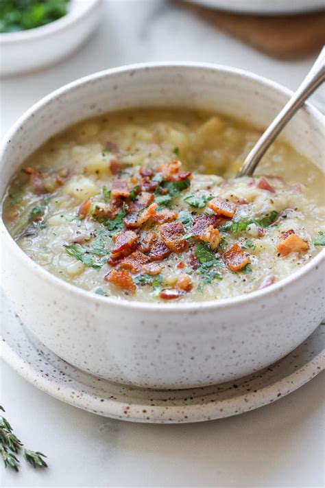creamy-potato-leek-soup-with-bacon-the-real-food image