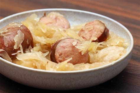 easy-sausage-bake-with-sauerkraut-and-apples image