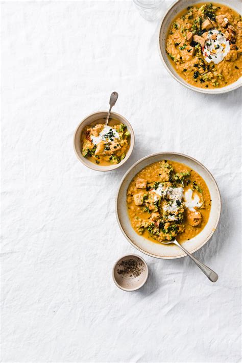 red-lentil-and-sweet-potato-soup-with-baked-tofu image