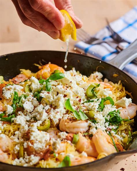 mediterranean-spaghetti-squash-with-shrimp-olives-and image