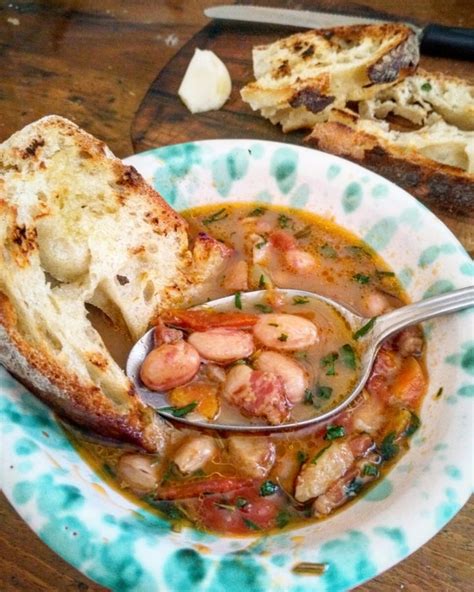 fresh-shell-bean-soup-with-slivers-of-italian-bacon image