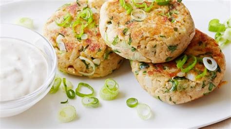 salmon-cakes-with-creamy-ginger-sesame-sauce-food image