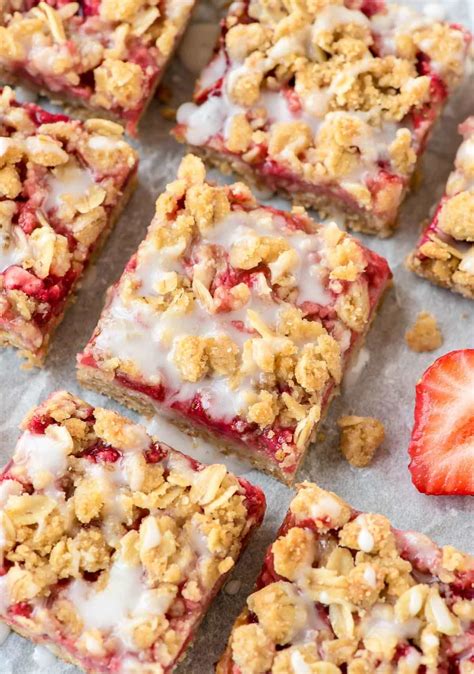 healthy-strawberry-oatmeal-bars-recipe-wellplatedcom image