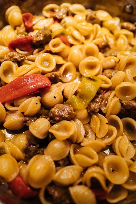 italian-sausage-and-pepper-orecchiette-pasta-the image