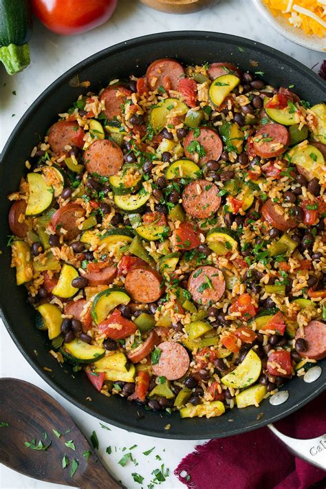 sausage-zucchini-and-brown-rice-recipe-cooking image