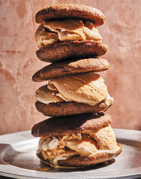 spicy-molasses-cookies-with-malt-ice-cream-sandwiches image