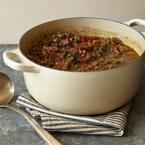 lentil-soup-with-smoked-sausage-recipe-food-wine image