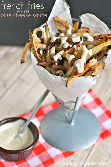 baked-french-fries-with-blue-cheese-dressing-shugary image