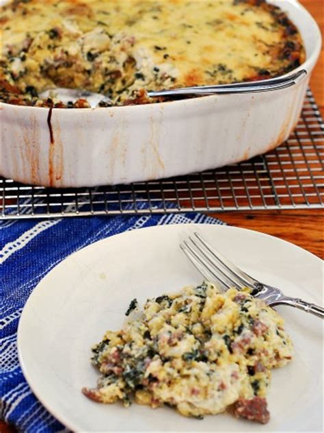 spinach-sausage-and-polenta-breakfast-casserole image