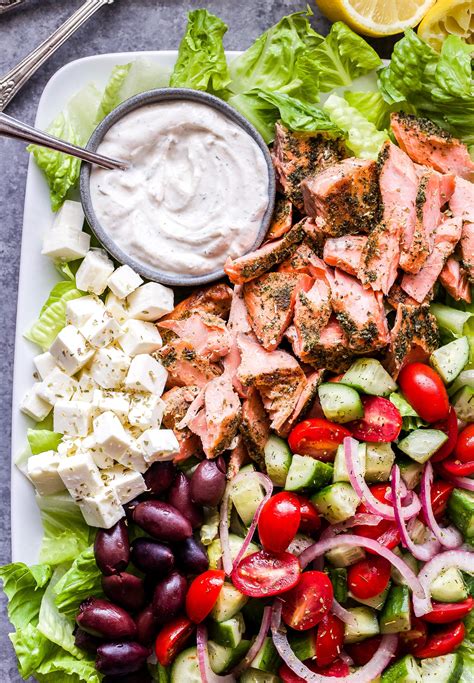 greek-salmon-salad-with-tahini-yogurt-dressing image