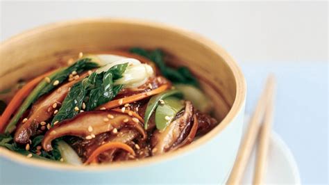sweet-potato-noodle-stir-fry-with-choy-sum-and-shiitake image