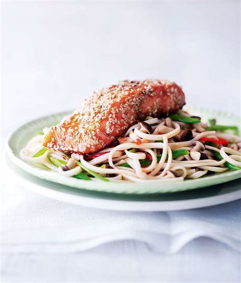sesame-salmon-noodles-recipe-delicious-magazine image