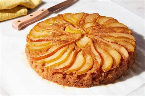 maple-pear-upside-down-cake-recipe-king-arthur-baking image