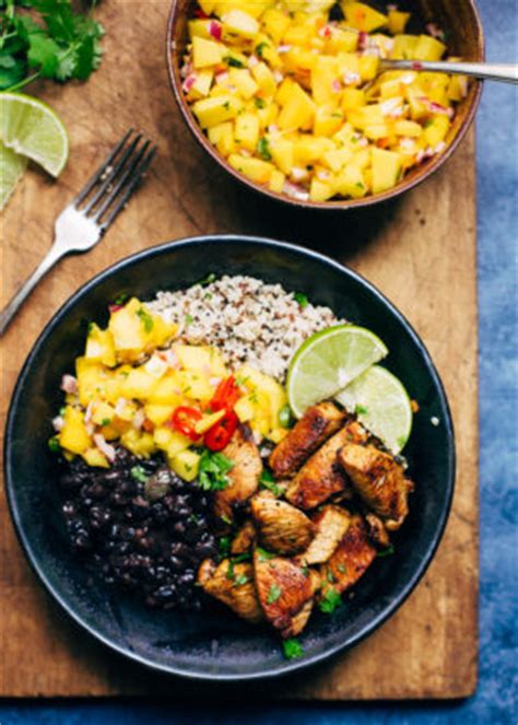 cuban-mojo-chicken-quinoa-bowls-with-mango-salsa image