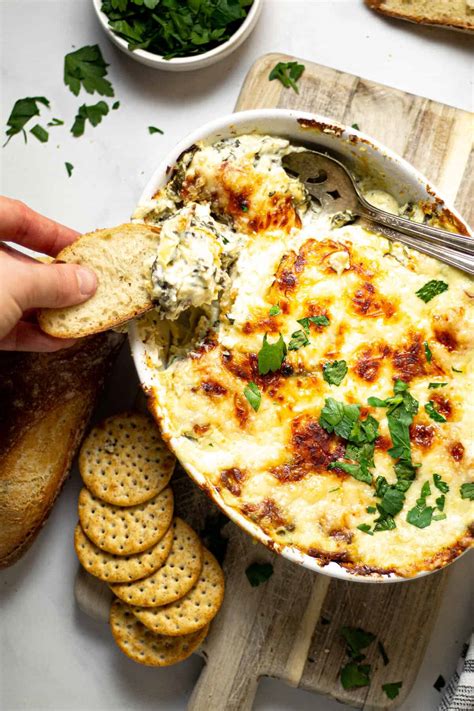 easy-spinach-artichoke-dip-with-no-mayo-video image