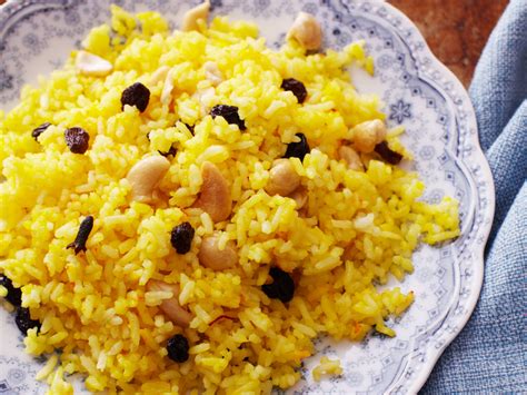 saffron-rice-with-cashews-and-raisins-food-wine image