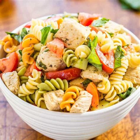 italian-chicken-pasta-salad-homemade-dressing-averie image