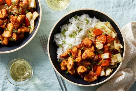 spicy-chicken-stir-fried-vegetables-with-jasmine-rice image