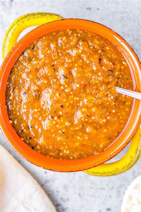 sweet-and-spicy-chipotle-salsa-recipe-averie-cooks image