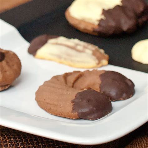 chocolate-spritz-cookies-recipe-press-cookies image