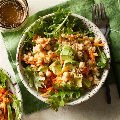 quinoa-avocado-chickpea-salad-over-mixed-greens image