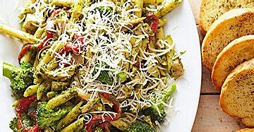 pesto-penne-with-deli-roasted-chicken-midwest-living image