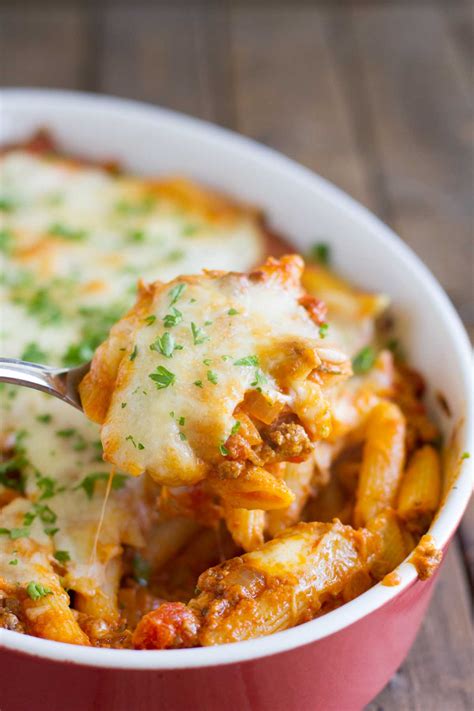 easy-penne-pasta-bake-recipe-with-ground-beef-taste image