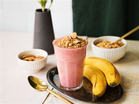 strawberry-banana-smoothie-with-healthy-coconut-granola image